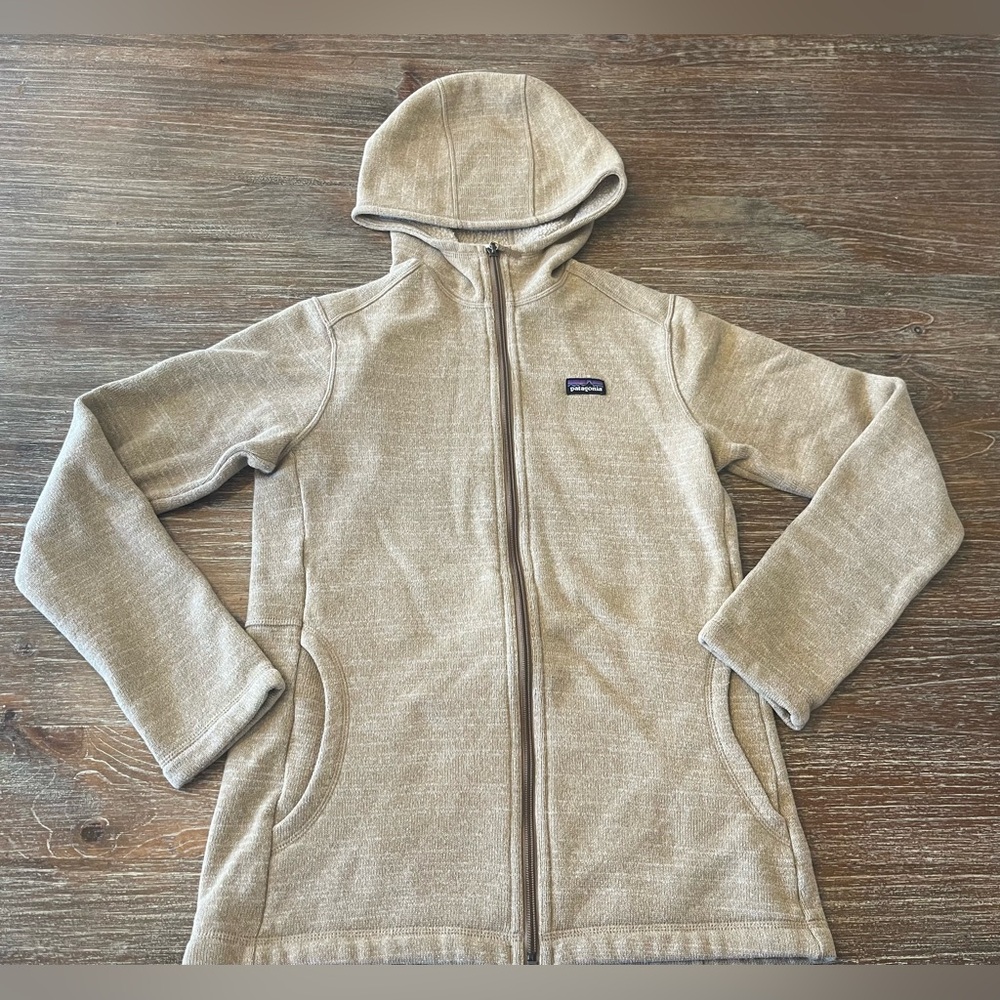 Patagonia Kids Hooded Zip Jacket in Tan Heather